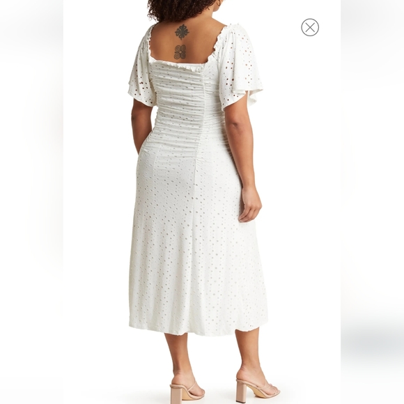 🌼 ASOS Curve Rushed Embroidered White Midi Dress NWT Sz 14 - Picture 3 of 3